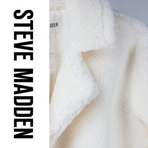 STEVE MADDEN | LONG FAUX FUR COAT | IVORY WARM SHERPA COAT